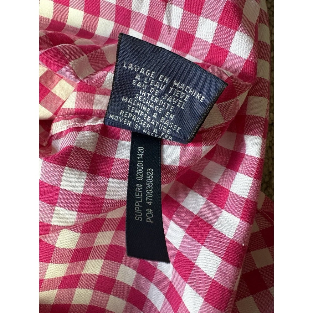 Polo Ralph Lauren Mens‎ Medium Gingham Plaid Button Down Long Sleeve Pink White - Picture 6 of 7